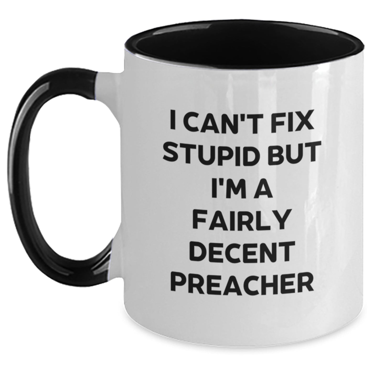 Funny Preacher Two Tone Coffee Mug Gifts for Men, Women, Friends, or Coworkers - Unique Christmas Unique Presents - Main