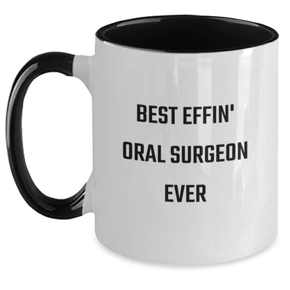 Funny Oral Surgeon Coffee Mug Gifts from Friends and Family, Best Effin' Oral Surgeon Ever, Two Tone Christmas Mugs - Main