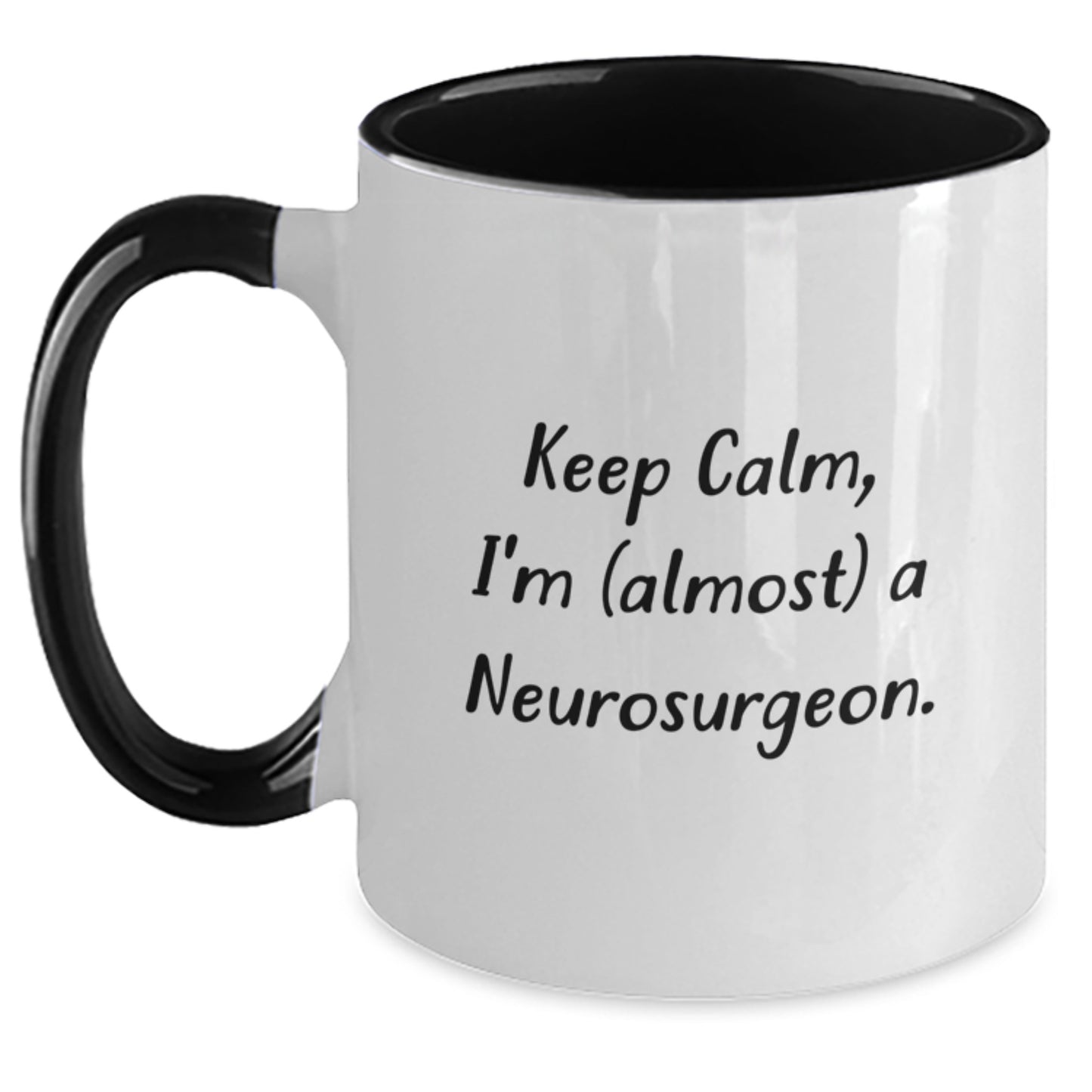 Funny Neurosurgeon Gifts from Friends and Family - Keep Calm, I'm (almost) A Neurosurgeon. Two Tone Christmas Coffee Mug - Main