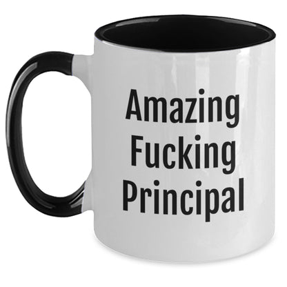 Funny Principal Gifts from Friends, Two Tone Coffee Mug for Principal, Amazing Quote for Principal Christmas Unique Gifts - Main
