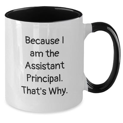 Funny Assistant Principal Gifts from Friends - 'Because I Am The Assistant Principal. That's Why.' Two Tone Coffee Mug for Graduation - Additional