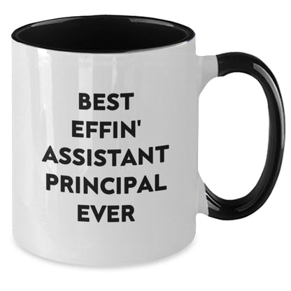 Funny Assistant Principal Gifts from Friends Two Tone Coffee Mug with Best Effin' Quote, Christmas Unique Presents for Assistant Principals - Additional