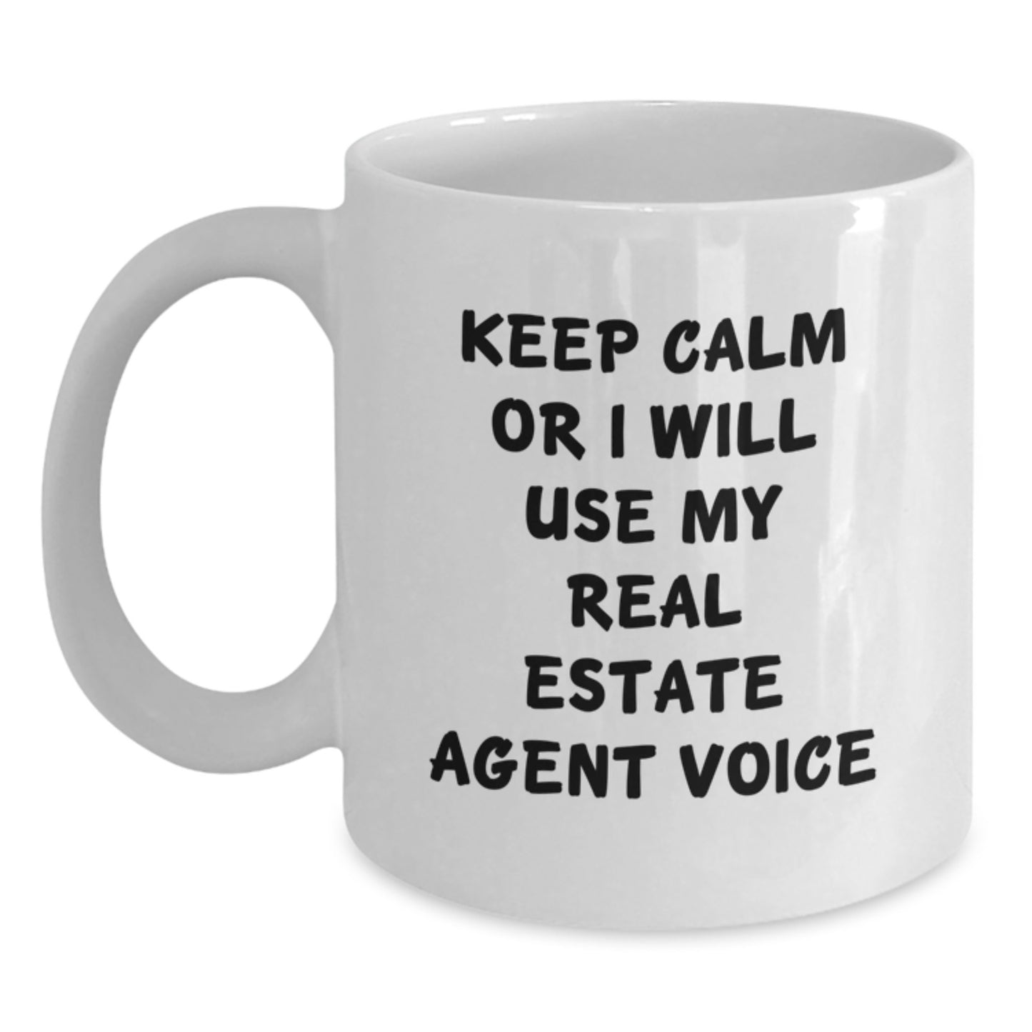 Funny Christmas Unique Gifts from Friends to Real Estate Agents - Keep Calm White Coffee Mug for Real Estate Agent Men Women Coworkers - Main