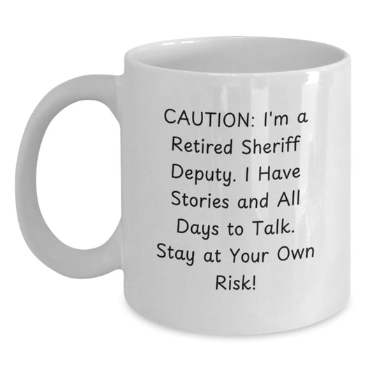 Funny Sheriff Deputy Coffee Mug Gifts from Men, Unique Graduation White Ceramic Mug for Sheriff Deputy Friends, Coworkers, Family - Main