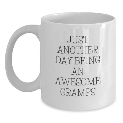 Funny Gramps Gifts for Men, White Coffee Mug, Just Another Day Being An Awesome Gramps, Perfect Christmas Unique Gifts from Family - Main