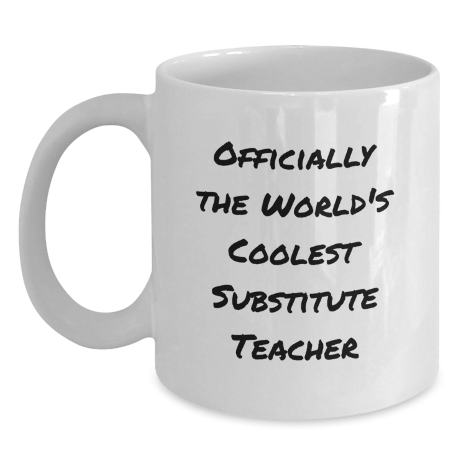 Funny Substitute Teacher Gifts for Men, White Coffee Mug - Officially The World's Coolest Substitute Teacher - Main