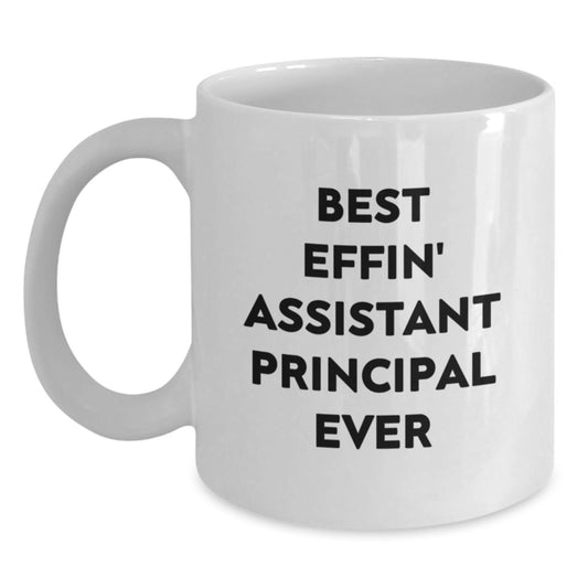 Funny Assistant Principal Gifts for Men from Friends - Best Effin' Assistant Principal Ever White Coffee Mug, White, 11 oz, Christmas Unique Presents - Main