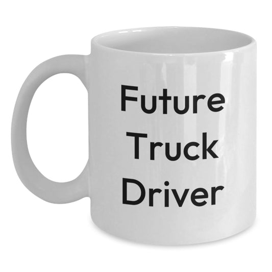 Funny Truck Driver Gifts for Men, 'Future Truck Driver' White Coffee Mug, Unique Christmas Mugs, White Ceramic, Microwave and Dishwasher Safe, Gifts from Friends to Family - Main