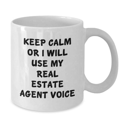Funny Christmas Unique Gifts from Friends to Real Estate Agents - Keep Calm White Coffee Mug for Real Estate Agent Men Women Coworkers - Additional