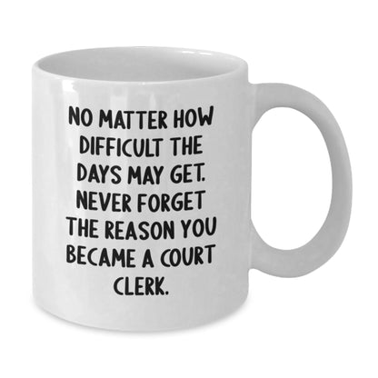 Court Clerk Christmas Unique Gifts, Funny Quote White Coffee Mug - Gifts from Friends for Court Clerk - White Ceramic Mug, Inspiring Court Clerk, Court Clerk Unique Gifts - Additional