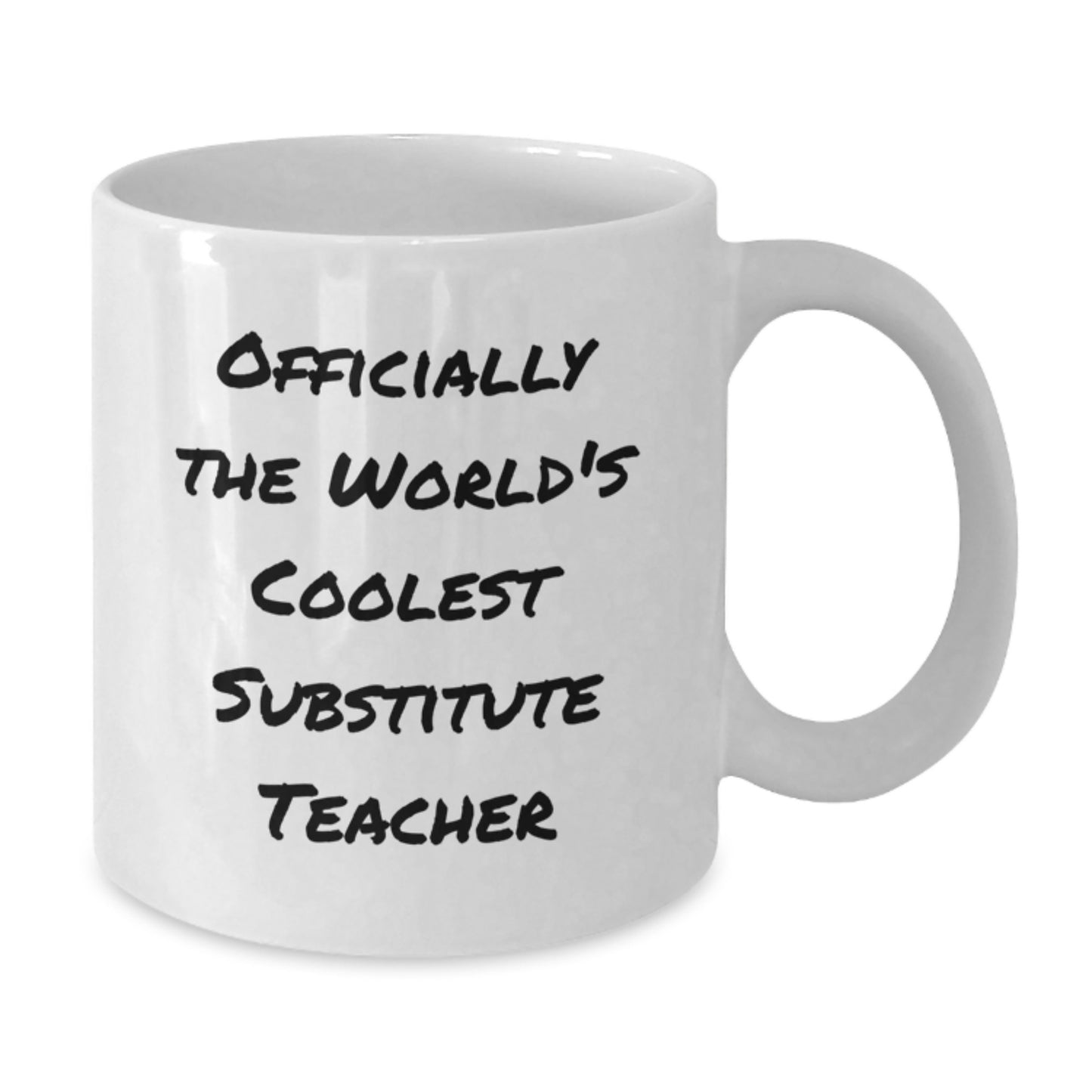 Funny Substitute Teacher Gifts for Men, White Coffee Mug - Officially The World's Coolest Substitute Teacher - Additional