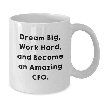 Funny Quote CFO Gifts from Friends for CFO, White Coffee Mug, Dream Big, Work Hard, And Become An Amazing Cfo., Christmas Unique Gifts, 11oz or 15oz Capacity. - Additional