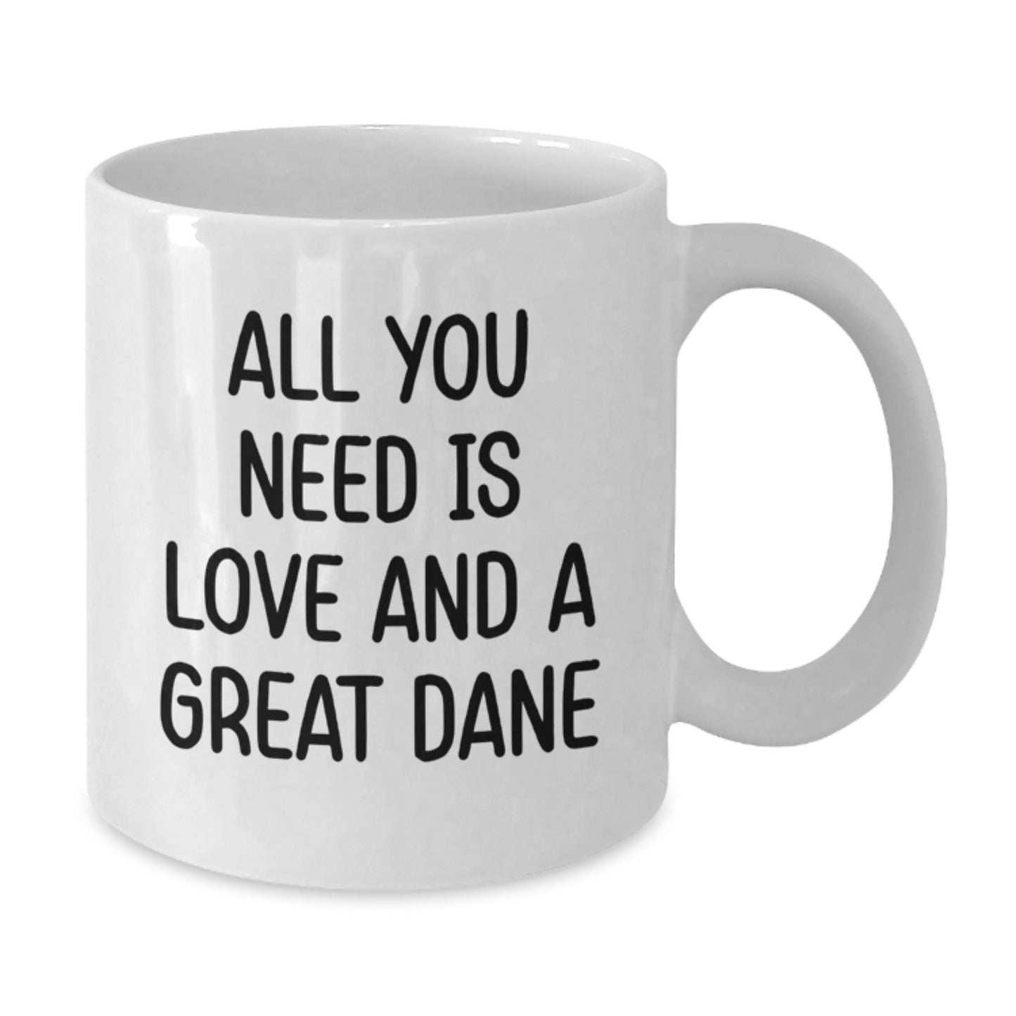 Funny Great Dane Dog Mugs, Gifts from Family to Friends, White Coffee Mug for Birthday, 'All You Need Is Love And A Great Dane' Quote - Additional