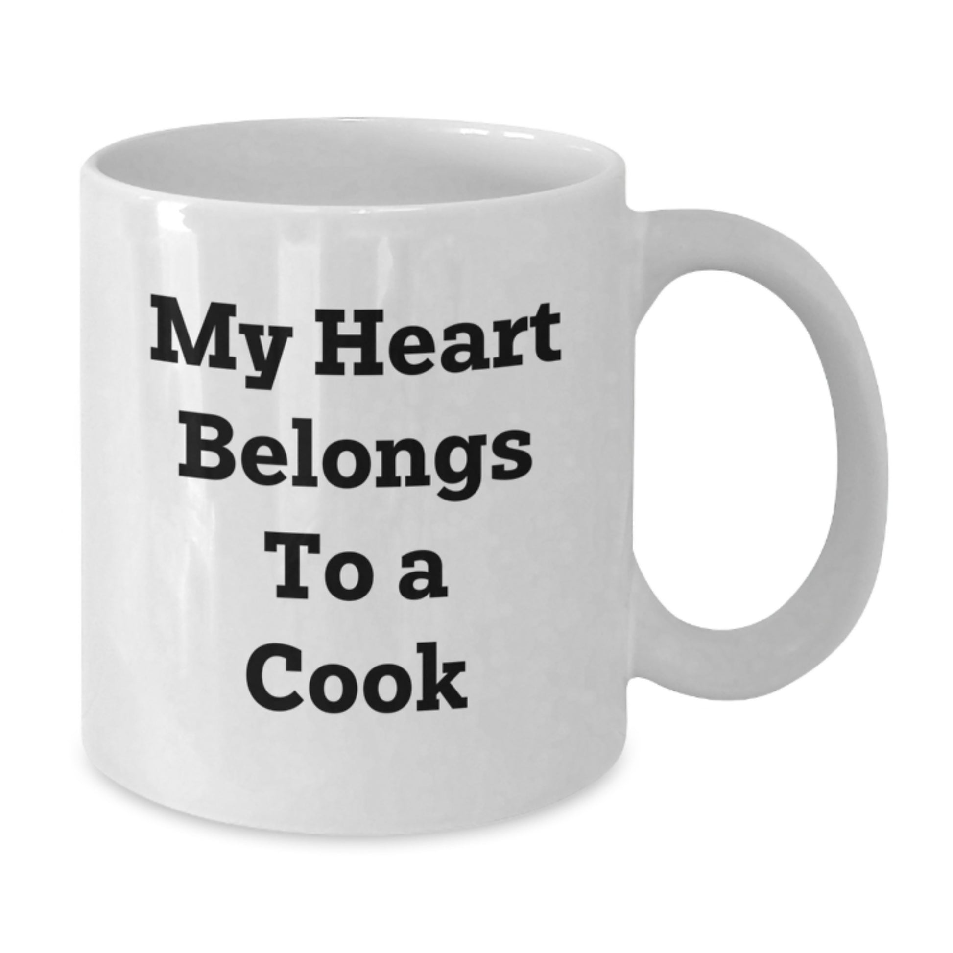 Funny 'My Heart Belongs To A Cook' White Coffee Mug Gifts for Cook Lovers, Unique Graduation Gifts from Family, Friends, or Coworkers - Additional