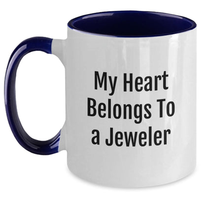 Funny Two Tone Coffee Mugs Gifts from Friends and Family to a Special Jeweler, 'My Heart Belongs To A Jeweler', Christmas Unique Gifts - Main