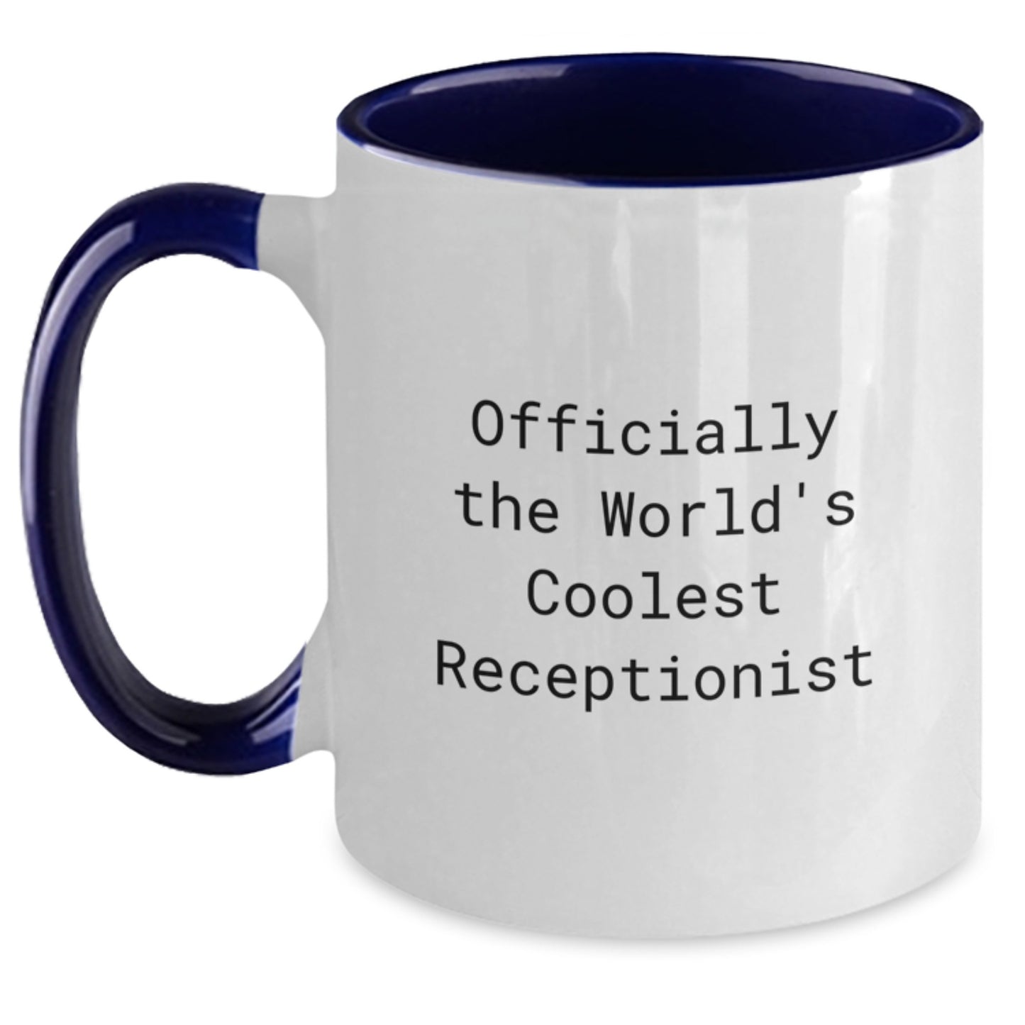 Funny Gifts from Friends to Receptionist, Officially The World's Coolest Receptionist Two Tone Coffee Mug for Christmas Unique Gifts, 11oz - Main