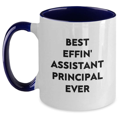 Funny Assistant Principal Gifts from Friends Two Tone Coffee Mug with Best Effin' Quote, Christmas Unique Presents for Assistant Principals - Main