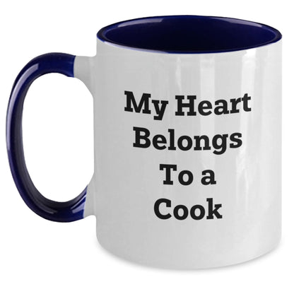 Funny Cook Gifts from Friends for Graduation - 'My Heart Belongs To A Cook' Two Tone Coffee Mug - Main