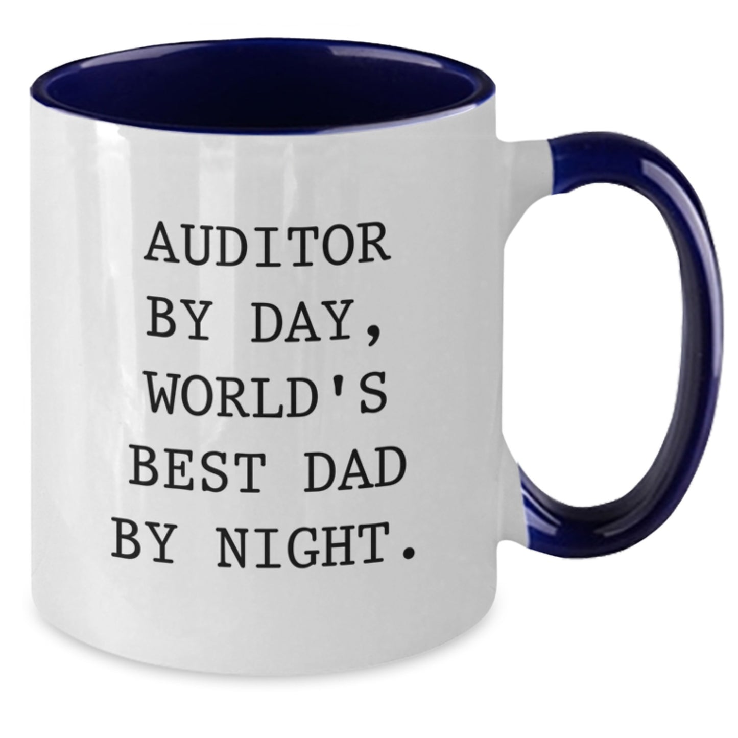 Funny Auditor Gifts for Men, Two Tone Coffee Mug - 'Auditor By Day, World's Best Dad By Night' for Graduation - Additional