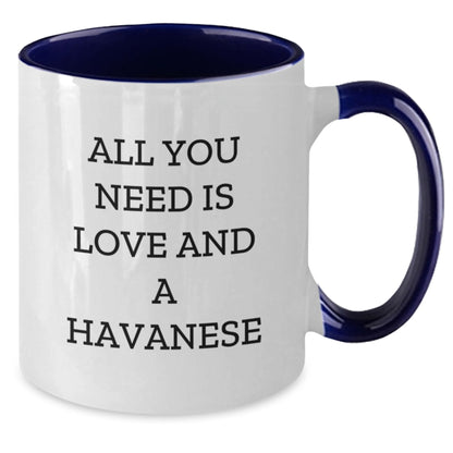 Funny Havanese Dog Gifts, All You Need Is Love And A Havanese, 11oz Two Tone Coffee Mug for Graduation - Gifts from Friends to Havanese Dog Lovers - Additional