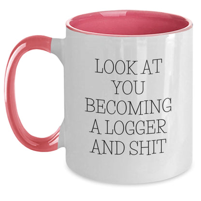 Funny Logger Gifts from Friends, Two Tone Coffee Mug for Logger Birthday - Main