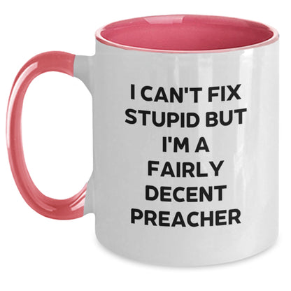 Funny Preacher Two Tone Coffee Mug Gifts for Men, Women, Friends, or Coworkers - Unique Christmas Unique Presents - Main