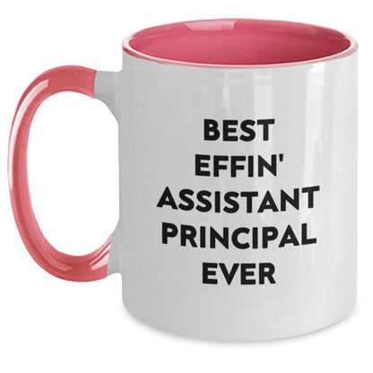 Funny Assistant Principal Gifts from Friends Two Tone Coffee Mug with Best Effin' Quote, Christmas Unique Presents for Assistant Principals - Main