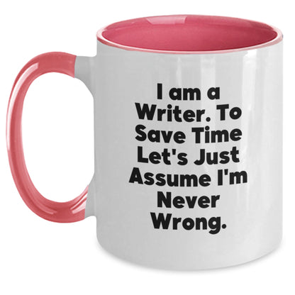 Funny Writer Gifts from Men to Women, Two Tone Coffee Mug, I'm Never Wrong Holiday Unique Presents - Main
