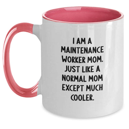 Funny Mom's Proud Maintenance Worker Gifts - 2 Tone Coffee Mug for Graduation from Friends, Family, or Coworkers - Main
