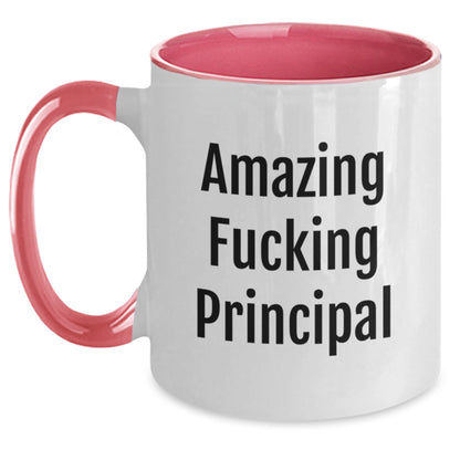 Funny Principal Gifts from Friends, Two Tone Coffee Mug for Principal, Amazing Quote for Principal Christmas Unique Gifts - Main