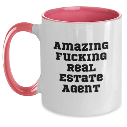 Funny Real Estate Agent Gifts from Friends - Amazing Real Estate Agent Quote on Two Tone Coffee Mug, Graduation Unique Gifts for Men, Women, Coworkers, Family - Main