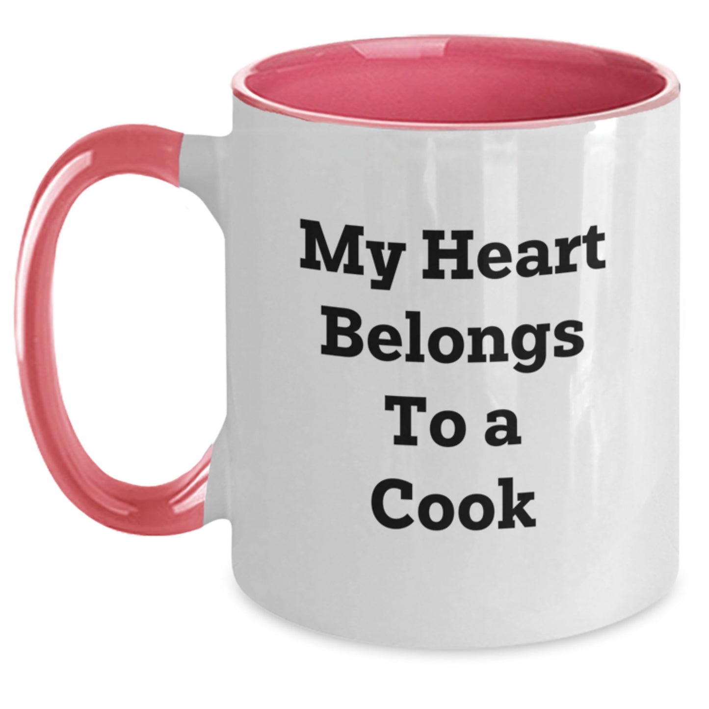 Funny Cook Gifts from Friends for Graduation - 'My Heart Belongs To A Cook' Two Tone Coffee Mug - Main