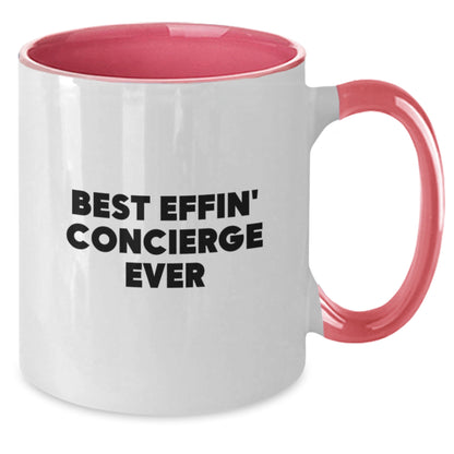 Funny Concierge Gifts from Men Friends and Family, Best Effin' Concierge Ever Two Tone Coffee Mug for Christmas Unique Gifts - Additional