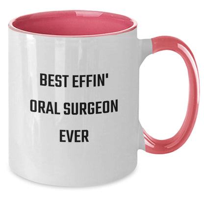 Funny Oral Surgeon Coffee Mug Gifts from Friends and Family, Best Effin' Oral Surgeon Ever, Two Tone Christmas Mugs - Additional