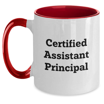 Funny Assistant Principal Gifts from Friends, Unique Two Tone Coffee Mug for Birthday, 'Certified Assistant Principal' Quote, 11oz Ceramic, Microwave and Dishwasher Safe - Main