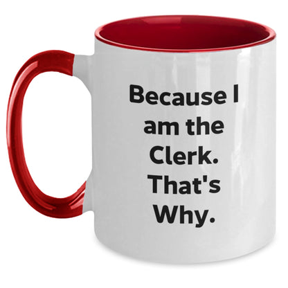 Cute Funny Clerk Two Tone Coffee Mug Gifts from Friends for Christmas - Main