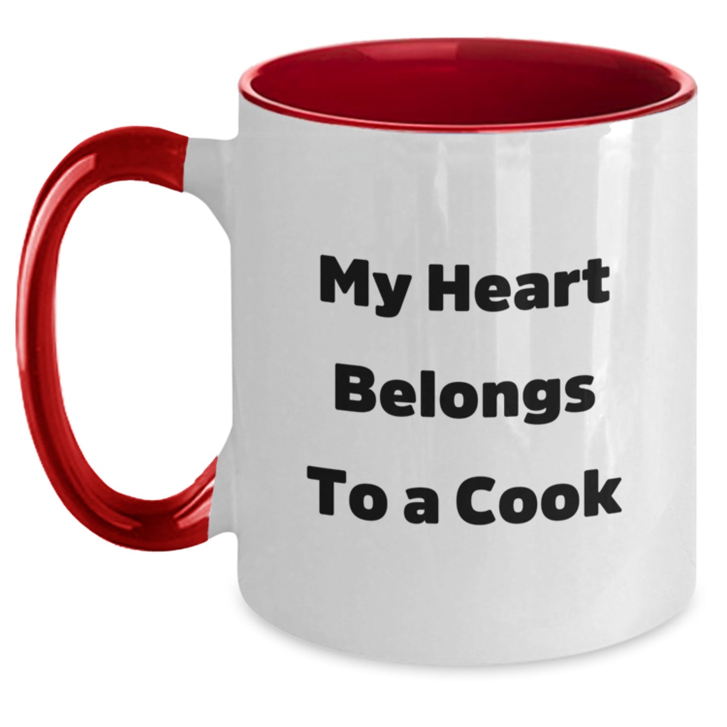 Funny Cook Gifts from Men, Women, Friends, Coworkers, Family - My Heart Belongs To A Cook Two Tone Coffee Mugs for Cooks, Graduation Unique Gifts for Him, Her, Them - Main