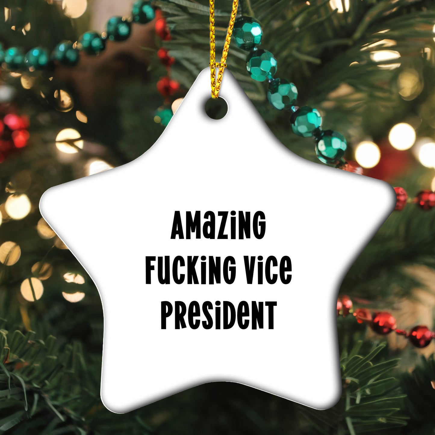Funny Vice President Gifts from Friends and Family - Amazing F--king Vice President Star Ornament for Christmas Unique Gifts