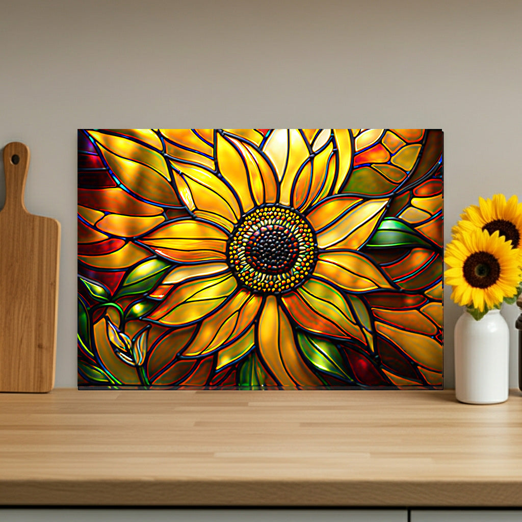 Vibrant Sunflower Glass Cutting Board, Kitchen Decor, Gift for Home Chefs, Unique Kitchen Accessories, Summer Gathering Decoration