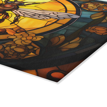 Bee Stained Glass Glass Cutting Board — Decorative Floral Kitchen Board