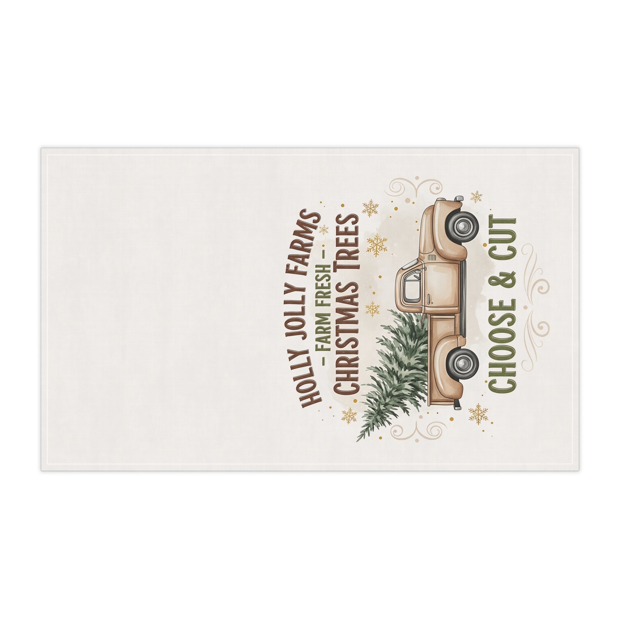 Christmas Tea Towel - "Holly Jolly Farms" Choose & Cut Truck Design