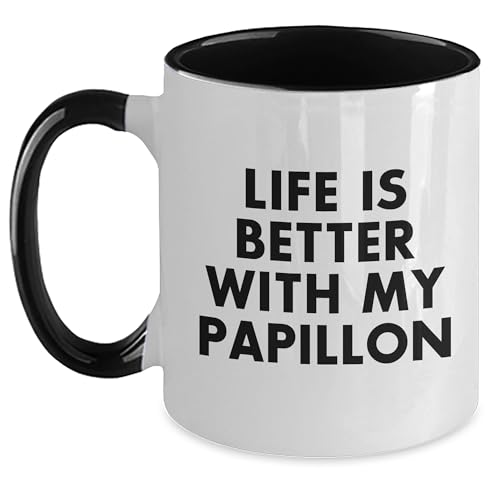 Life Is Better With My Papillon, Gifts from Mom to Papillon Dog Lovers, Two Tone Coffee Mug, Mother's Day Unique Gifts - Mallard Moon Gift Shop