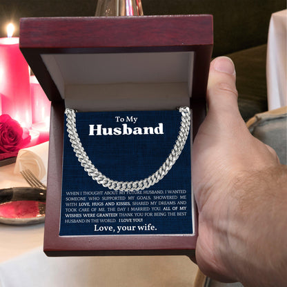 To The Best Husband In The World Cuban Link Chain Necklace - Mallard Moon Gift Shop