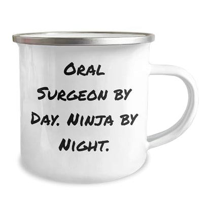 Spring Pet Products Oral Surgeon Gifts: Funny Christmas Memorable Presents for Oral Surgeon by Day Ninja by Night Enthusiast 12oz Stainless Steel Camping Mug - Mallard Moon Gift Shop