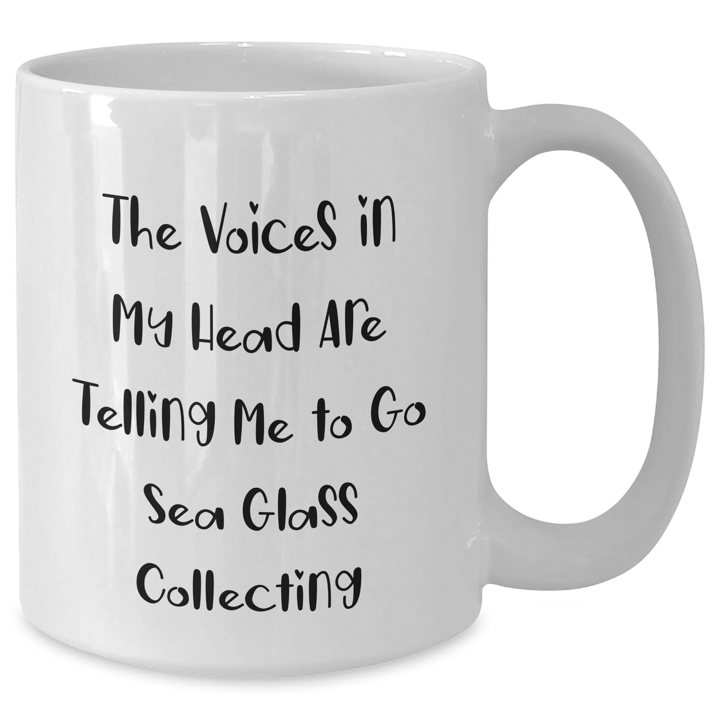Funny Sea Glass Collecting Gifts for Men or Women, White Coffee Mug, 'The Voices In My Head Are Telling Me To Go Sea Glass Collecting' - Gifts from Family or Friends for Father's Day - Additional