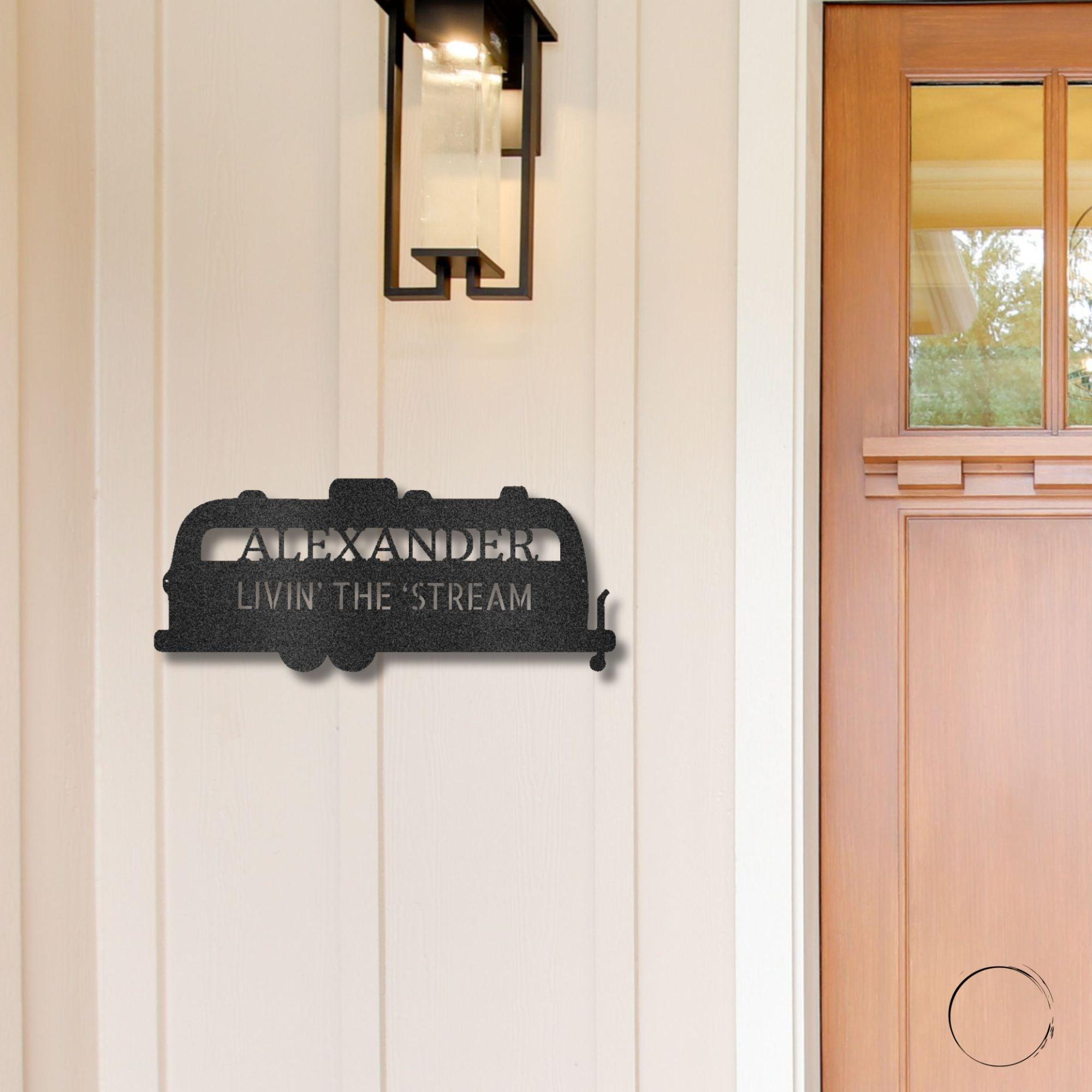 Airstream RV Custom Text Monogram Wall Sign Metal Art - Mallard Moon Gift Shop