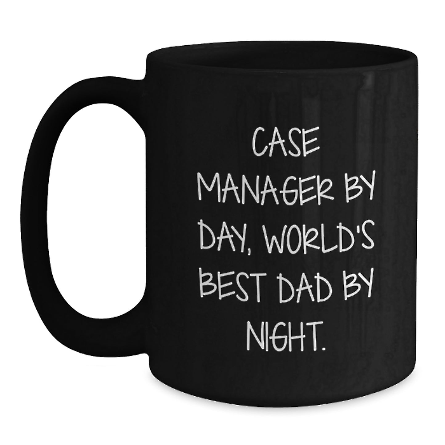 Funny Case Manager Gifts from Men, Unique Black Coffee Mug for Case Managers By Day, World's Best Dad By Night Graduation Unique Gifts - Main