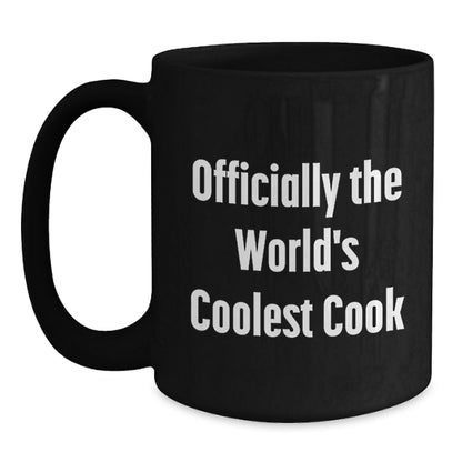 Funny Inspirational Gifts for Cooks, Black Coffee Mug for World's Coolest Cook, Christmas Unique Presents from Men to Cook Friends - Main