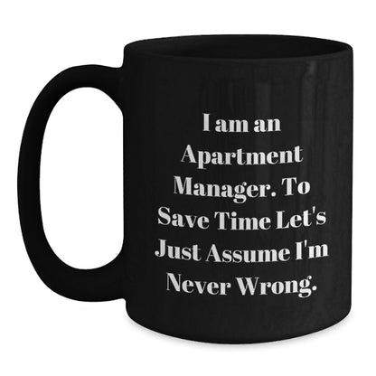 Funny Gifts from Friends for Apartment Manager - Black Coffee Mug with Christmas Unique Gifts - Main