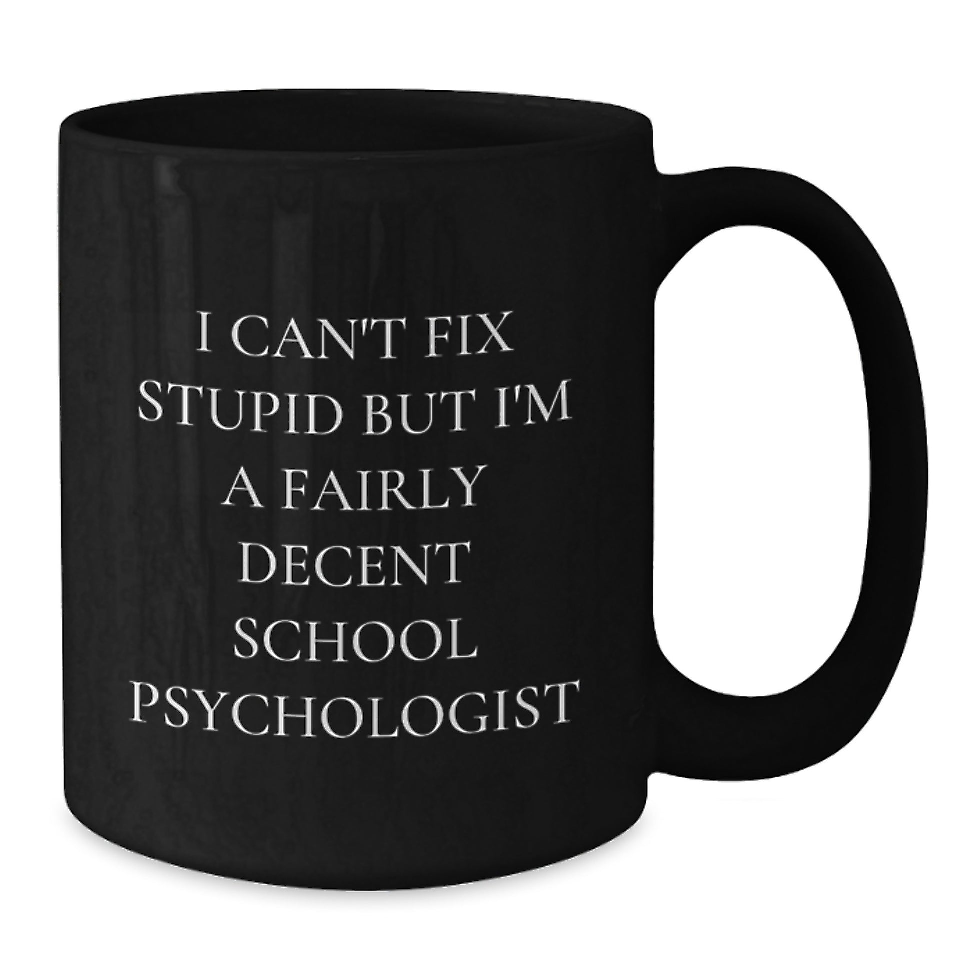 Funny School Psychologist Gifts from Friends - School Psychologist Mug for Men, Women, Coworkers, Black Coffee Mug, I'm A Fairly Decent School Psychologist Christmas Unique Gifts - Additional
